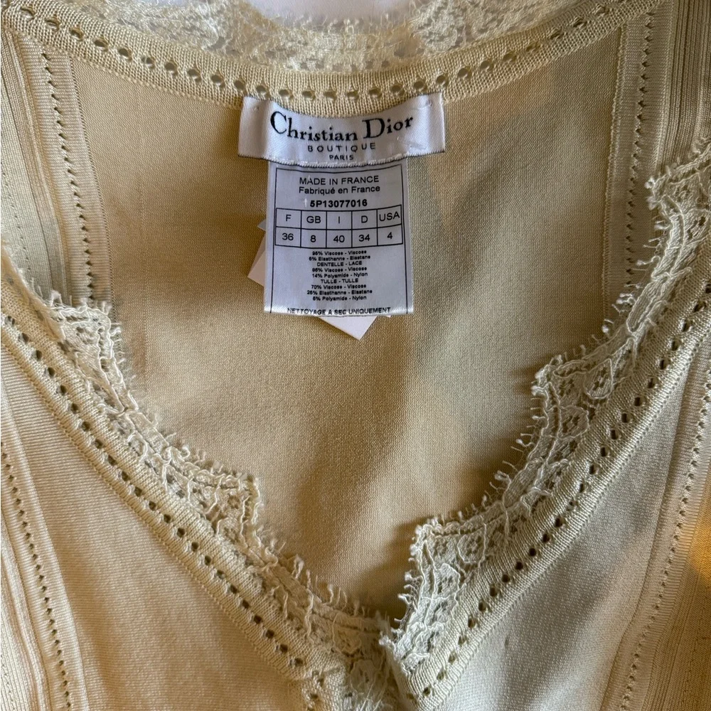 Dior Cream Frayed Edge Top